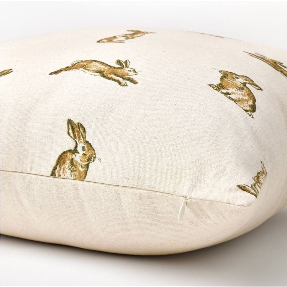 Oversized Printed Bunny Square Throw Pillow Linen/Brown - Threshold Studio McGee - Picture 4 of 4